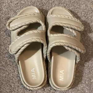 MIA Beige Braided Slide Sandals
